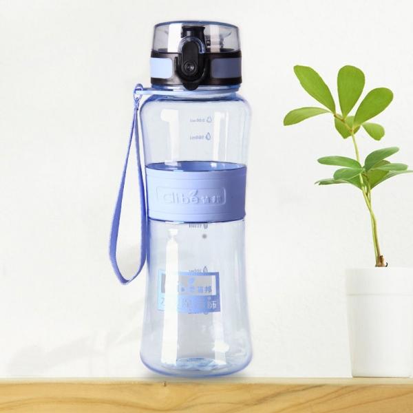 350mL Plastic Leak-Proof Seal Nozzle Sport Bicycle Water Bottle with Lip & Strip Sky Blue