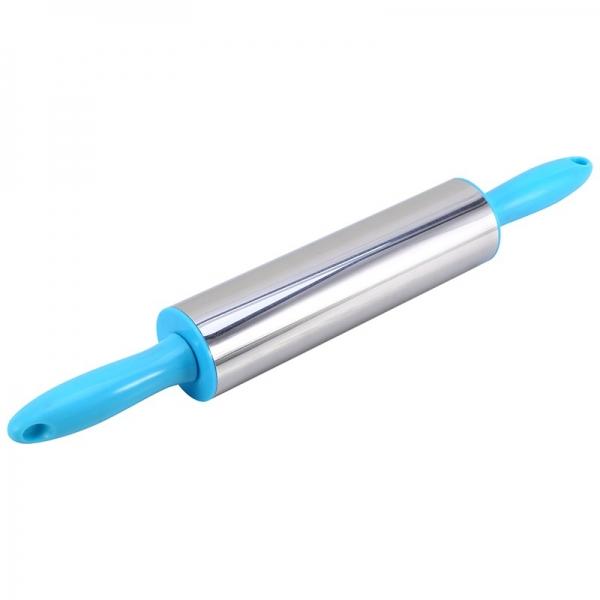 35.3x5cm Stainless Steel Non Stick Rolling Pin for Baking Pizza Pastry Dough Blue