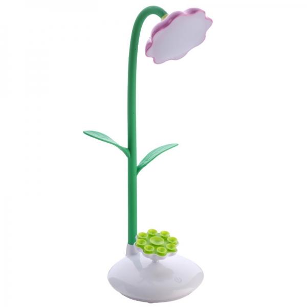 360 Degree Rotatable Sunflower USB Rechargeable Touch Control Dimmable LED Desk Table Lamp LED Night Light with Phone Stand Dark Green
