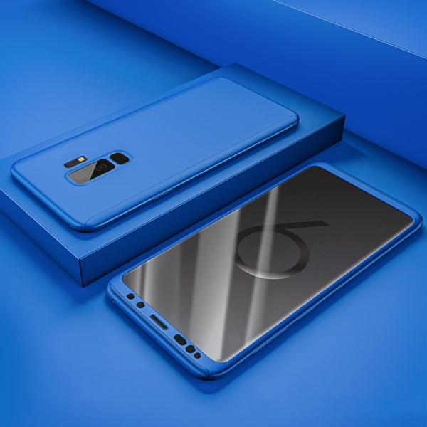 360° Full Body PC Front+Back Cover Protective Case+Screen Protector for Samsung Galaxy S9 Plus - Blue