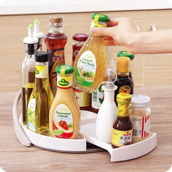 360-Degree Rotation Pull-Out Kitchen Spice Holder Storage Rack White