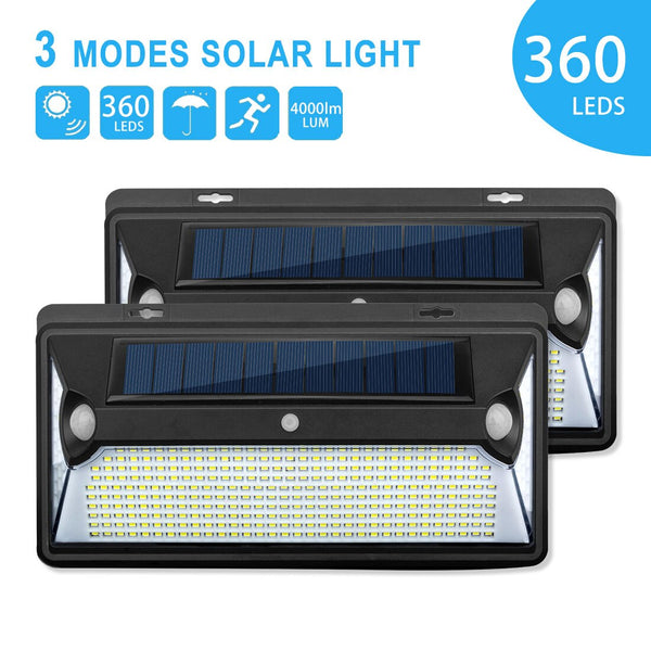 360LED Solar Lights Wall Solar Light Outdoor Security Lighting Nightlight Night Security Garden Lighting Emergency Waterproof