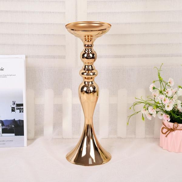 38cm Metal Candle Holder Stand Wedding Centerpiece Event Road Lead Flower Rack - Golden