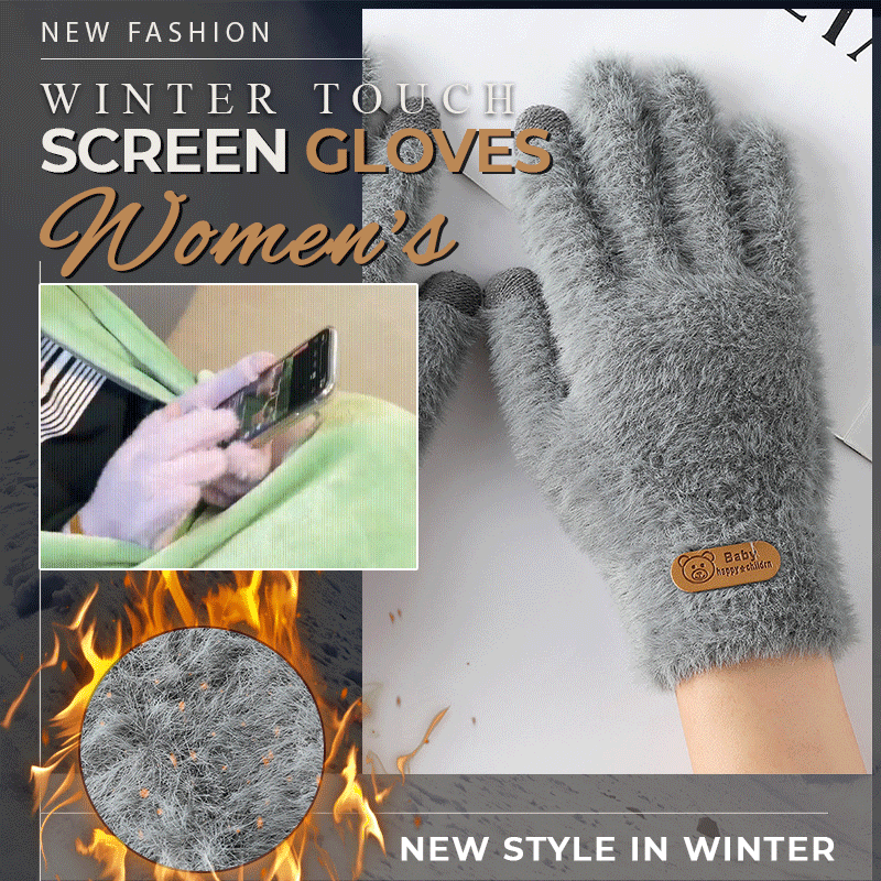 Thickened Marten Hair Warm  Winter Touch Screen Gloves