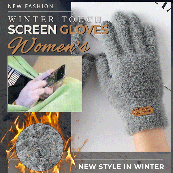 Thickened Marten Hair Warm  Winter Touch Screen Gloves