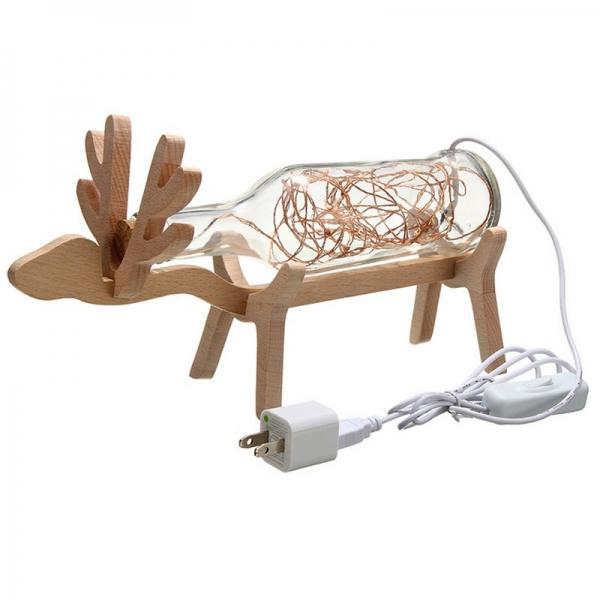 3D Illusion Wood Glass Deer Style LED String Night Light Table Lamp Transparent