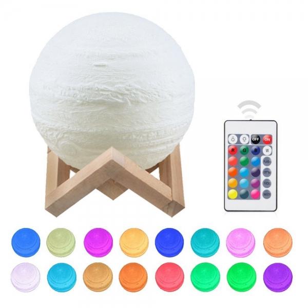 18CM 3D LED Jupiter Light 16 Colors Change Remote Control USB Rechargeable Desk Lamp