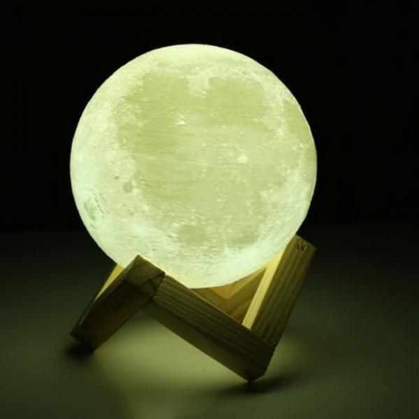 5.12inch 3D Printing Moon LED Night Light Moonlight Base Color Changing-Shadow Version