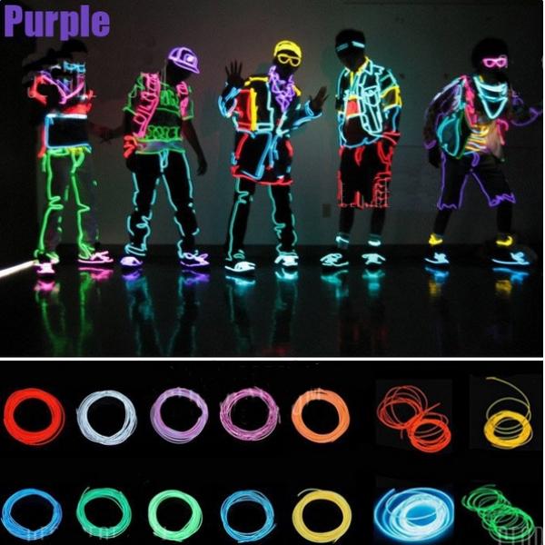 3M Neon Light Flexible Wire Dance Party Decor Light - Purple