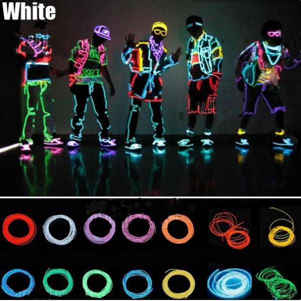 3M Neon Light Flexible Wire Dance Party Decor Light - White