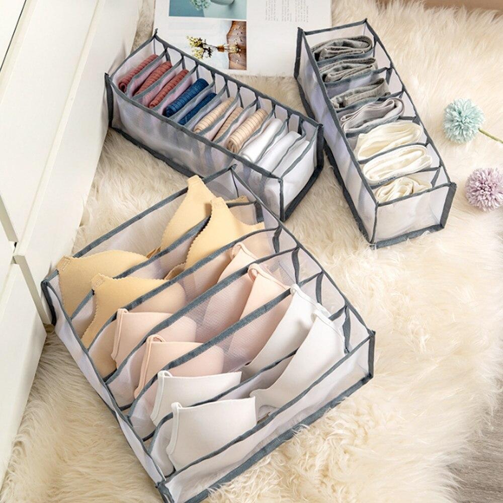 3Pcs/Set Practical Multi-grids Underwear Storage Box Sock Bra Underpant Organizer Lattice Mesh Drawer Tidy Divider