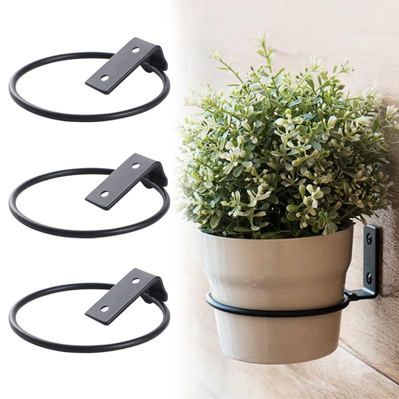 3Pcs Wall-hung Flower Pot Stand Folding Pot Trays Balcony Heavy Duty Potted Plants Holder Ring Home Decorative Rack