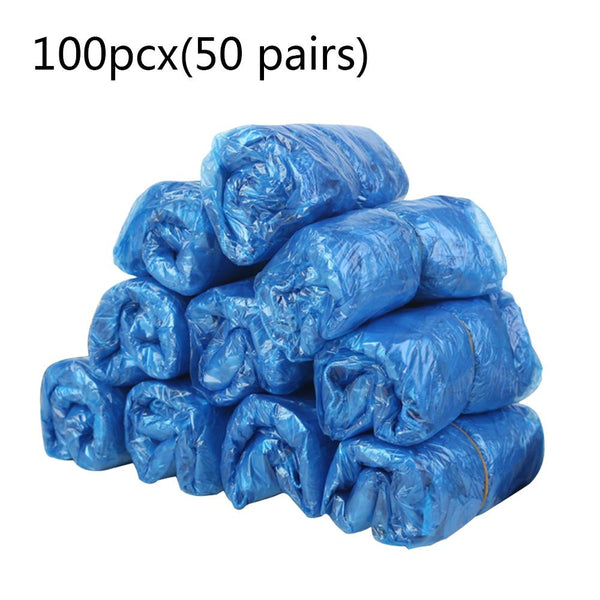 100 Pieces Thick Disposable Shoe Cover Plastic PE Color Waterproof Dustproof Home Office Shoe Cover