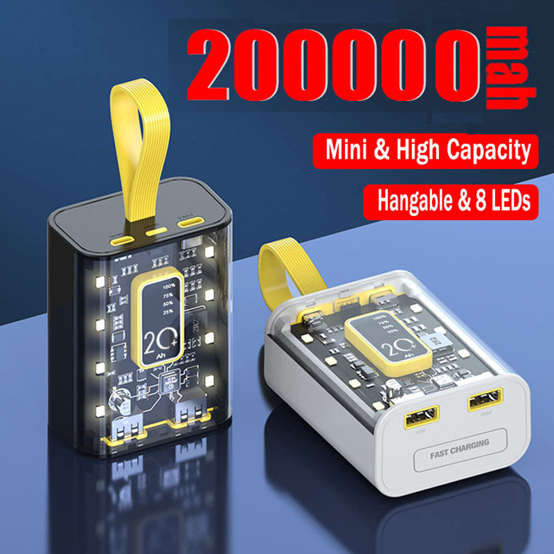 Mini Power Bank Portable 200000mAh Charger Fast Charging External Battery LED For iPhone Xiaomi Android