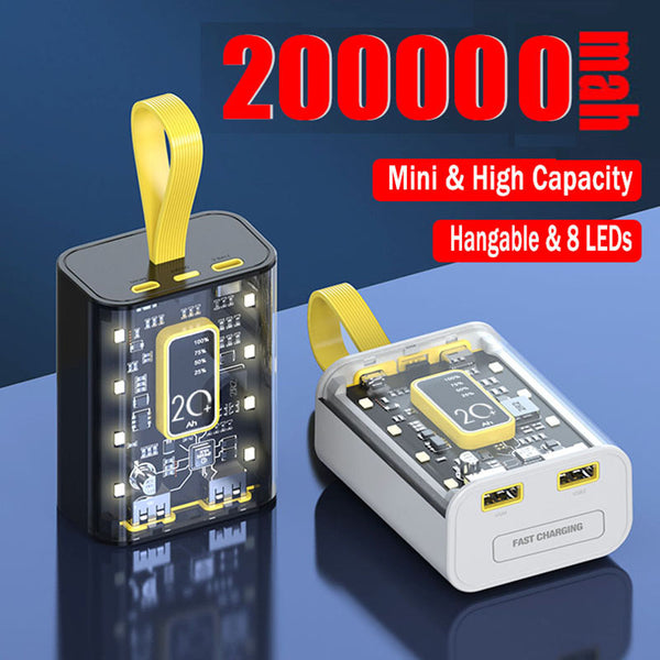 Mini Power Bank Portable 200000mAh Charger Fast Charging External Battery LED For iPhone Xiaomi Android