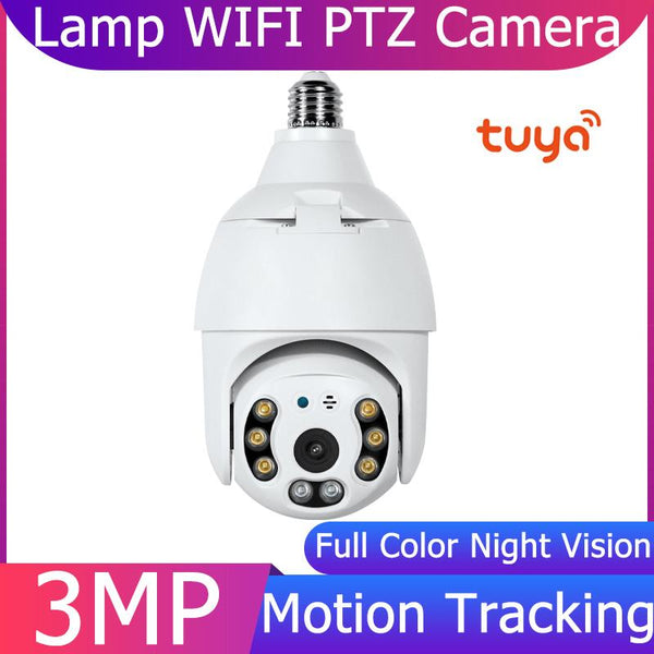 3MP WIFI E27 Lamp Bulb IP Camera Night Vision PTZ Security Camera CCTV Video Surveillance work with Tuya Smart Life