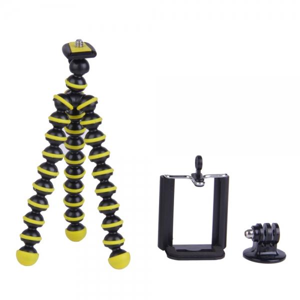 3-in-1 Mini Octopus Tripod for Digital Camera/Phone/GoPro Hero 1/2/3/3+ Black & Yellow
