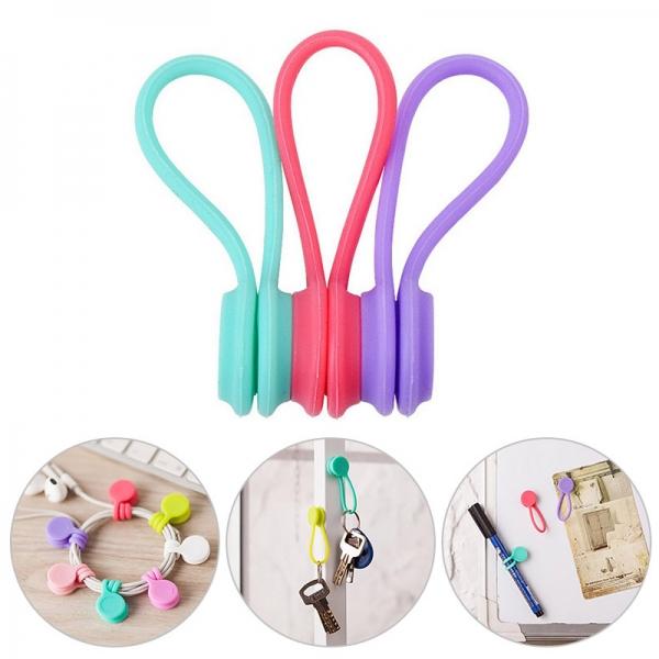 3pcs Magnetic Absorption Wire Cable Cord Key Earphone Storage Holder Clips Random Color