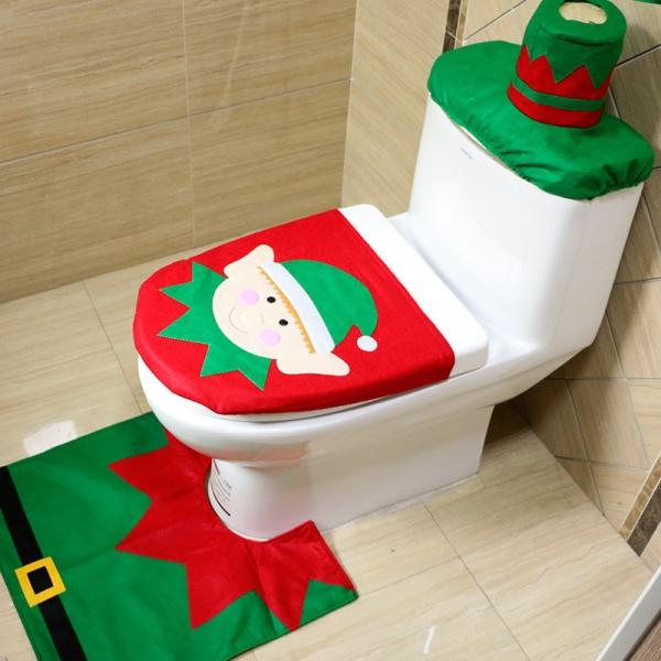 3pcs/set Elf Toilet Seat Cover and Rug Bathroom Set Decorations Multi-color
