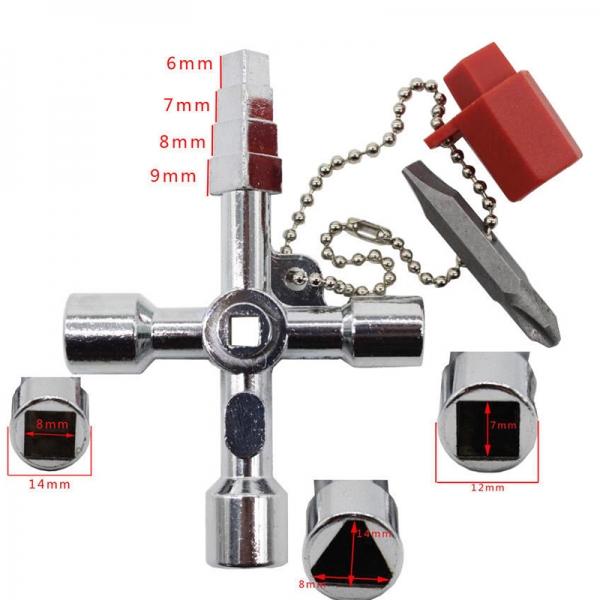4 In 1 Cross Switch Key Wrench Set With Accessories Universal Square Triangle Train Electrical Cupboard Box Elevator Cabinet - E
