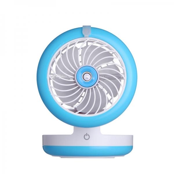 4 Mode Table Fans Portable Desktop Rechargeable USB Mini Desk Fans Misting Cooling Spray Fan Humidifier Blue