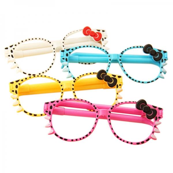 4 Pcs / Pack Promotional Pen Fashion Frame Cute Kittens Creative Cartoon Ballpoint Pen Glasses Random Color