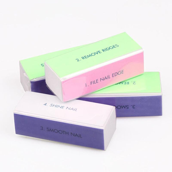 4-Steps Nail File UV Gel Remover Nails Tools Colorful Grinding Sanding Polishing Block Buffer Nail File Manicuring Nail Art Tool
