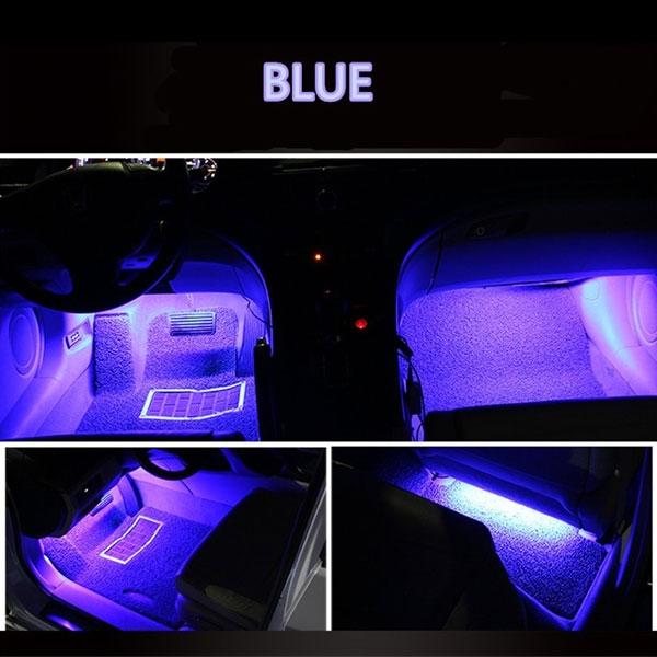 4 in 1 9LED 12V Car Styling Interior Dash Floor Foot Decoration Light Lamp Blue