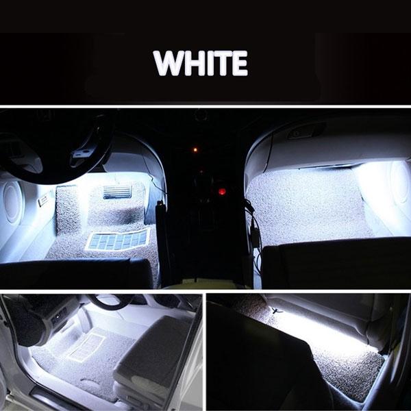 4 in 1 9LED 12V Car Styling Interior Dash Floor Foot Decoration Light Lamp White