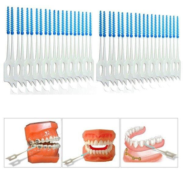 40pcs Interdental Between Teeth Floss Brush Elastic Massage Gum Toothpicks Random Delivery