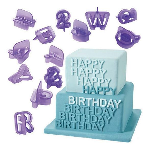 40pcs Plastic Alphabet Letter Cake Biscuit Baking Molds Purple