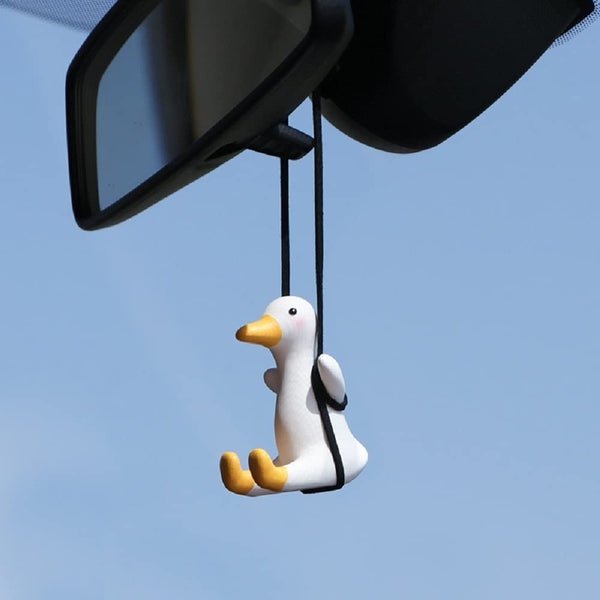 Car Hanging Ornament Cute Sitting Swing Duck Car Pendant Interior Rearview Mirrors Charms Auto Decoration Ornament Accessories Add blowout deals to cart