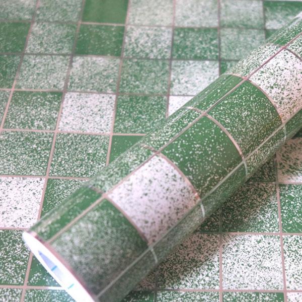 45 x 500cm PVC Kitchen Wall Sticker Waterproof Aluminum Foil Self-Adhesive Bathroom Wallpaper Green
