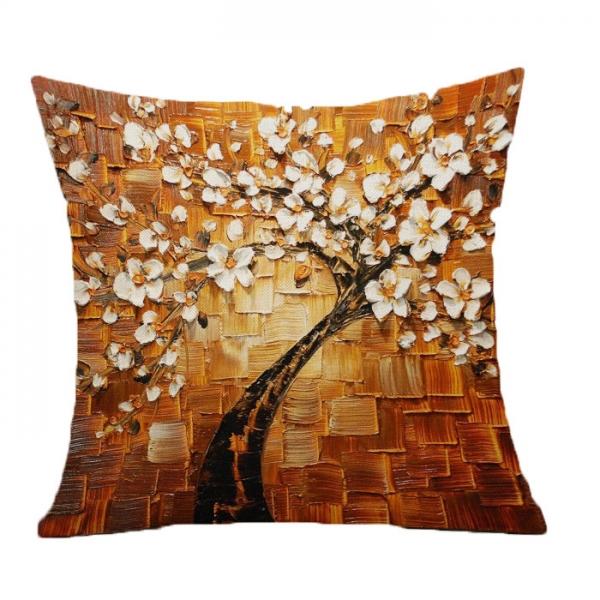 45x45cm 3D Vintage Flower Cotton Linen Pillow Case - #4