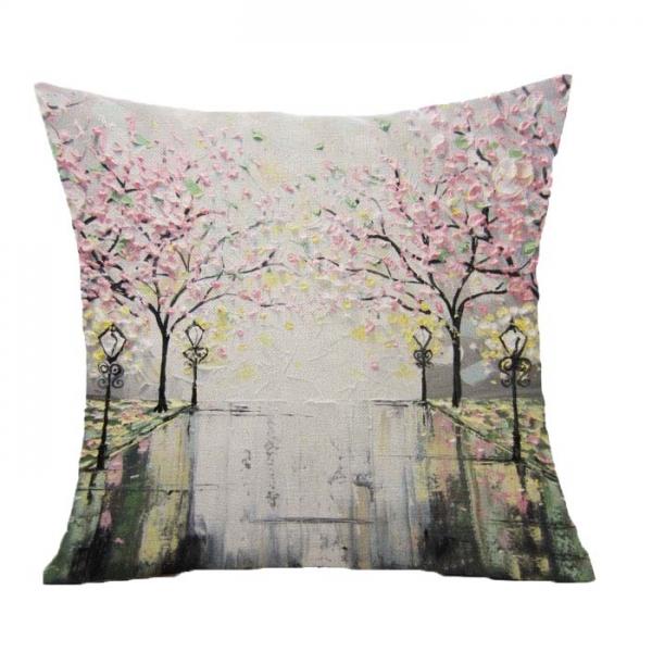 45x45cm 3D Vintage Flower Cotton Linen Pillow Case - #6