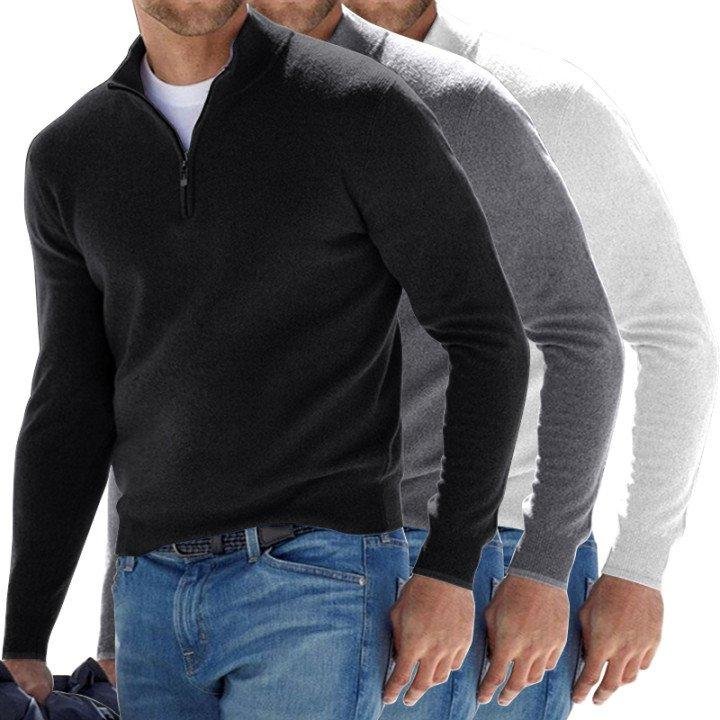 8 Colors Men's Cashmere Zipper Basic Sweater Autumn Winter Pure Color Cashmere Coat Warm Stylish