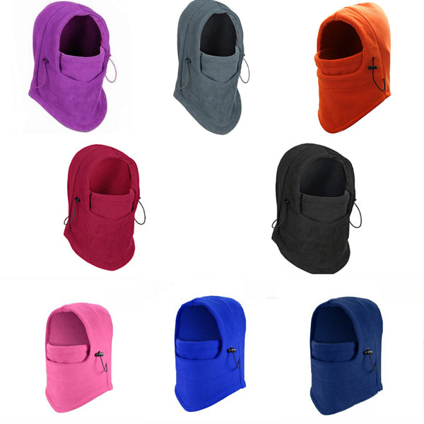 Winter Hat Scarf Mask Hooded 3-in-1 Unisex Warm Mask Polar Fleece Hooded Neck Hat Casual Beanie Ski Snow Outdoor Windbreak Cap Snood Scarf Warmer Thermal