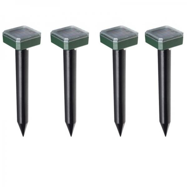4PCs Solar Powered Ultrasonic Pest Repeller Control for Mole Snake Mouse - Style A