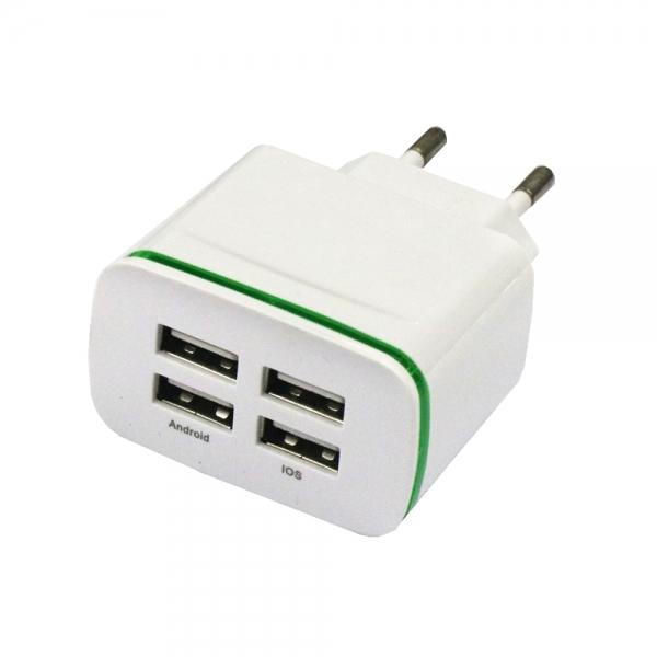 4USB AC100-240 4A Mobile Phone Charger With Green Light EU Plug