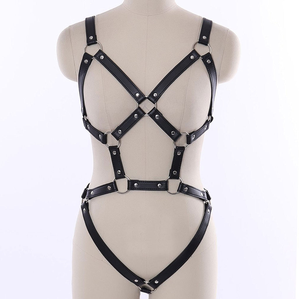 Leather Harness Set Harness with Thong Panties BDSM Gear Punk Belt