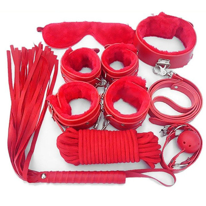 Fifty shades 7-in-1 Adult Sex Harness Teddy Slave Bondage Body Binding SM Game Restraint Set - Red