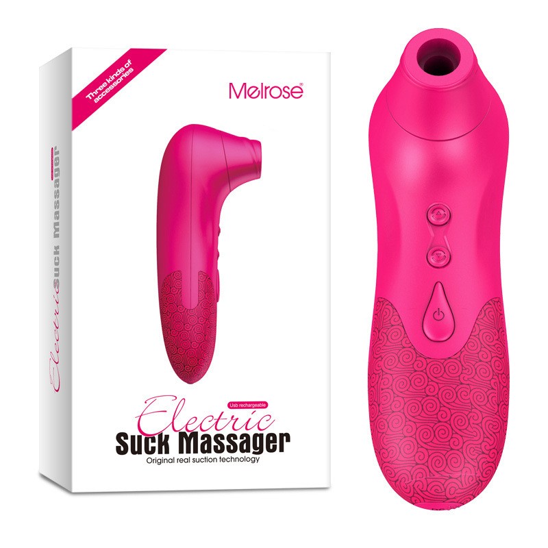 Melrose Electric Suck Massager Vagina Massage Oral Sex Device with 10-kinds Sucking 3-Speed Vibration 3Pcs Head Caps