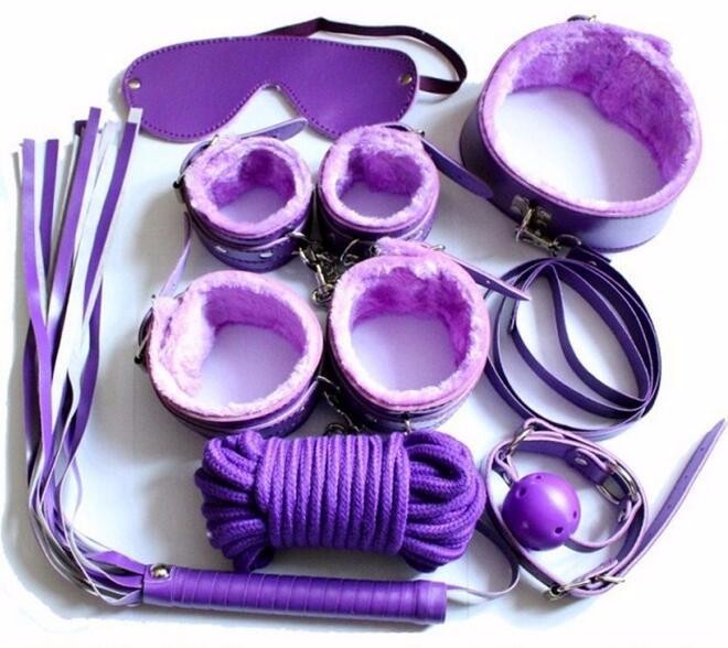Fifty Shades 7-in-1 Adult Sex Harness Teddy Slave Bondage Body Binding SM Game Restraint Set - Purple