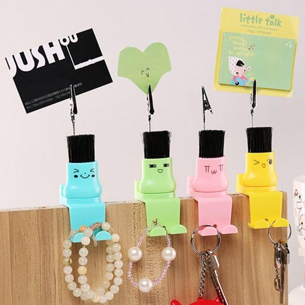 4-in-1 Cute Multifunctional Keyboard Brush Cleaner Phone Holder Memo Clip Sticky Hook Random Color