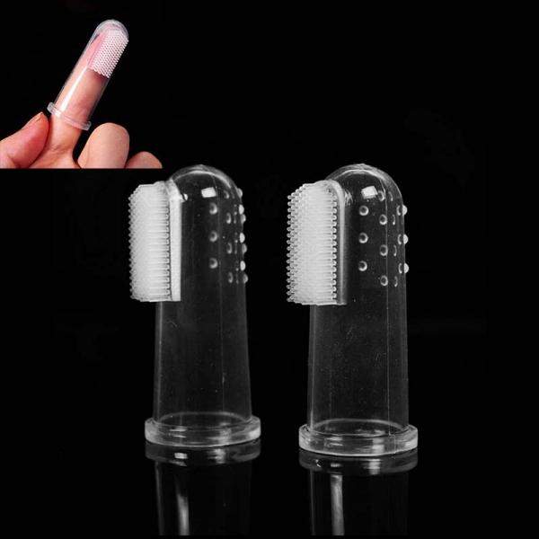 4pcs Soft Silicon Pet Finger Tooth Brush Teddy Dog Brush Pet Tooth Care Cleaning Brushes White
