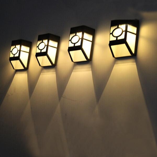 4pcs Outdoor Solar Power LED Lights Garden Path Fence Lamp - Warm White Light