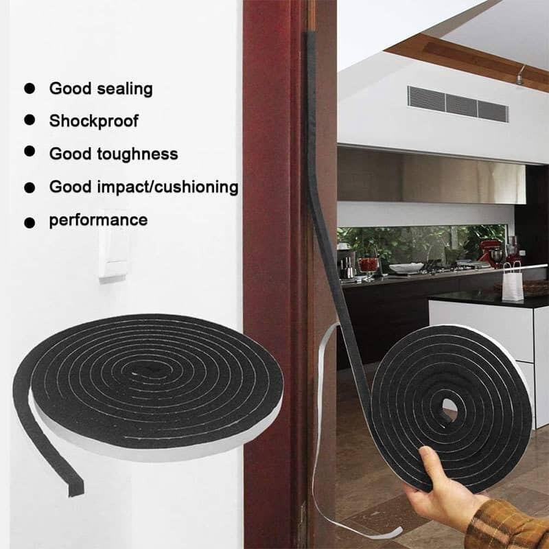 4pcs Sponge Single Side Rubber Seal Strip Strong Adhesion Eva Black Sponge Foam Rubber Tape Anti-Collision Seal Strip