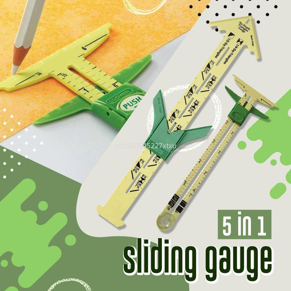5-IN-1 Sliding Gauge with Nancy Measuring Sewing Tool Patchwork Tool Ruler Tailor Ruler Tool Accessories Home Use