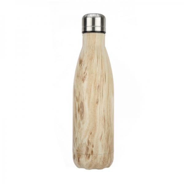 500ml Insulation Water Bottle Outdoor Thermos Flask - Wood-grain Beige