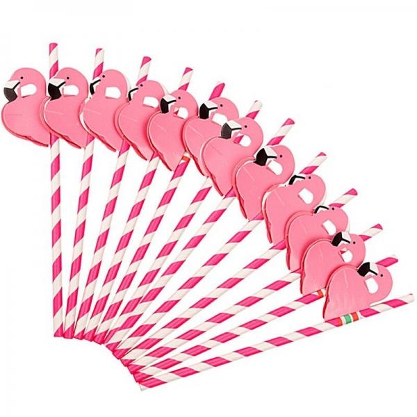 50pcs Paper Flamingo Honeycomb Striped Drinking Straws for Bachelorette Party Birthday Wedding Pink